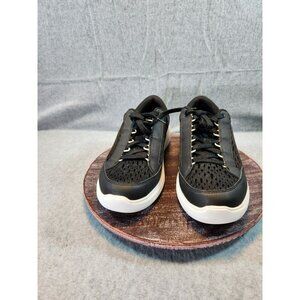 RYKA Astrid Black Mesh Athletic Sneakers With Holographic Heel Accent